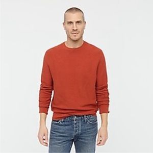 J.Crew Men's Cotton Crewneck Sweater in Garter Stitch  Red Orange